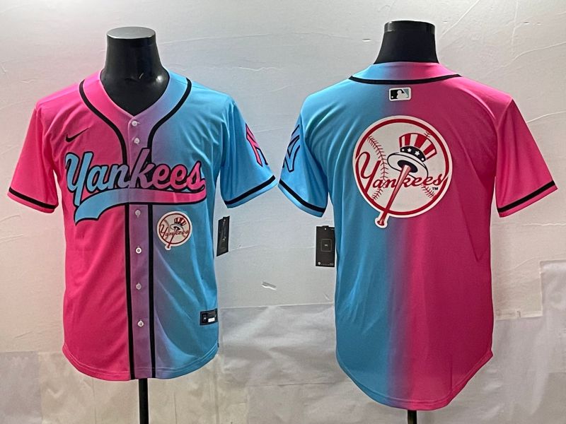 Men 2025 New York Yankees Blank Blue pink Game Nike MLB Jersey style 0030